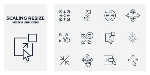 Set of Scaling Arrow icon. Resize pack symbol template for graphic and web design collection logo vector illustration