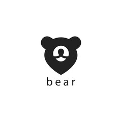 Bear logo simple head design, black vector illustration