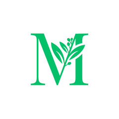 Mediterranean Letter M with Olive branch