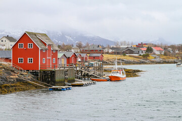 Fototapeta na wymiar Seahouse in Brønnøysund spring time,,Helgeland,Nordland county,Norway,scandinavia,Europe 