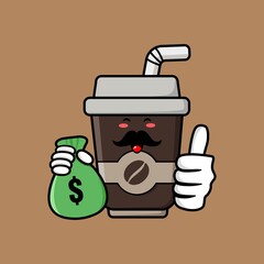 cute coffee cup cartoon mascot character funny expression