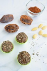 Chia date almond cacao energy balls