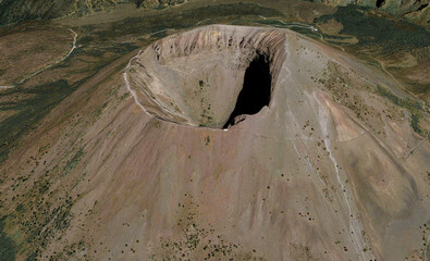 The summit and mouth of Mount Vesuvius in Italy
