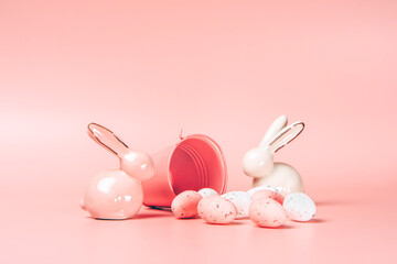 Creative photo of easter eggs on colorful background.