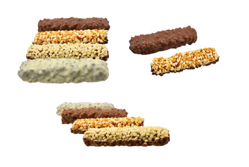Chocolate bar with nuts isolated on white background
