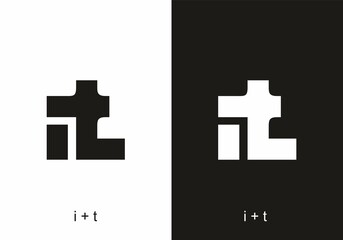 Obraz premium Black and white it initial letter text