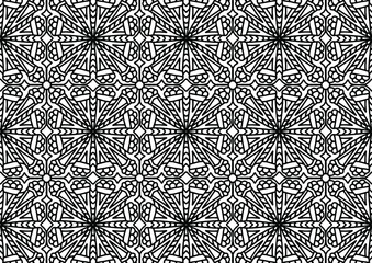 tile with ornaments and linear figures in folk style drawn on a white background for coloring, vector, tile, coloring, book