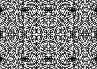 tile with ornaments and linear figures in folk style drawn on a white background for coloring, vector, tile, coloring, book