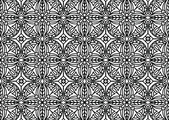 tile with abstract flowers in folk style drawn on a white background for coloring, vector, tile, coloring, book