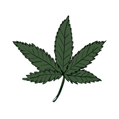 cannabis leaf doodle hand drawn