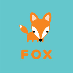 Outlined cute cartoon fox. Vector illustration.