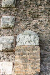 Beautiful picture of "The Lion of Saint Mark" carvings on marble blocks , pictured in the form of a winged lion and Its also the symbol of the city of Venice
