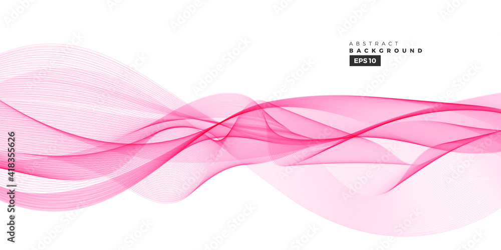 Poster wave vector element with abstract pink lines for website, banner and brochure, curve flow motion ill