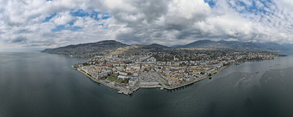 Drone pictures of Vevey, Switzerland. 