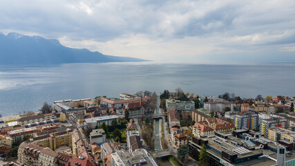 Drone pictures of Vevey, Switzerland. 