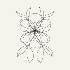 Flower in one line continuous style on white background
