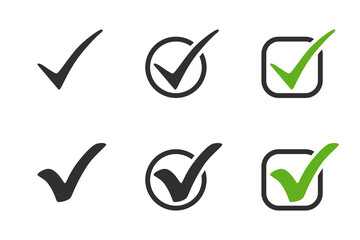 Check mark. Tick vector icon. Check marks, isolated. Check marks in simple flat design. Vector illustration