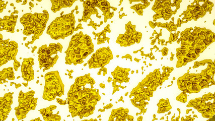 golden three-dimensional spots on a white background. 3d render illustration