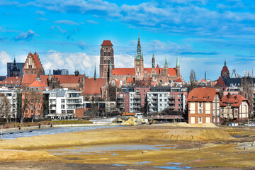 Naklejka na ściany i meble Panorama of the old town of Gdansk, Poland 
