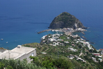 Ischia Island Naples Landscape Forio Italy looking at the Rock Pinnacle Island in the Sea