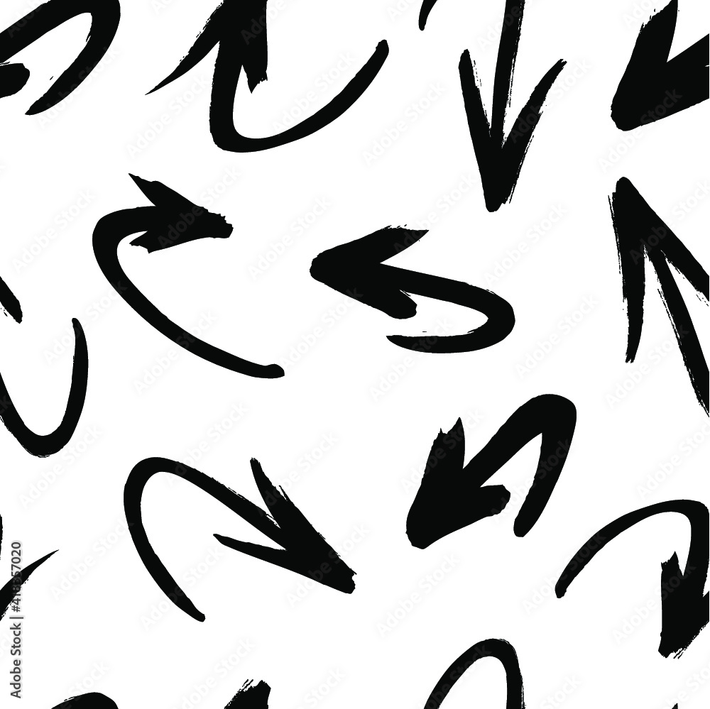Poster seamless pattern with hand drawn black and white cross. paint objects background for your design. ve