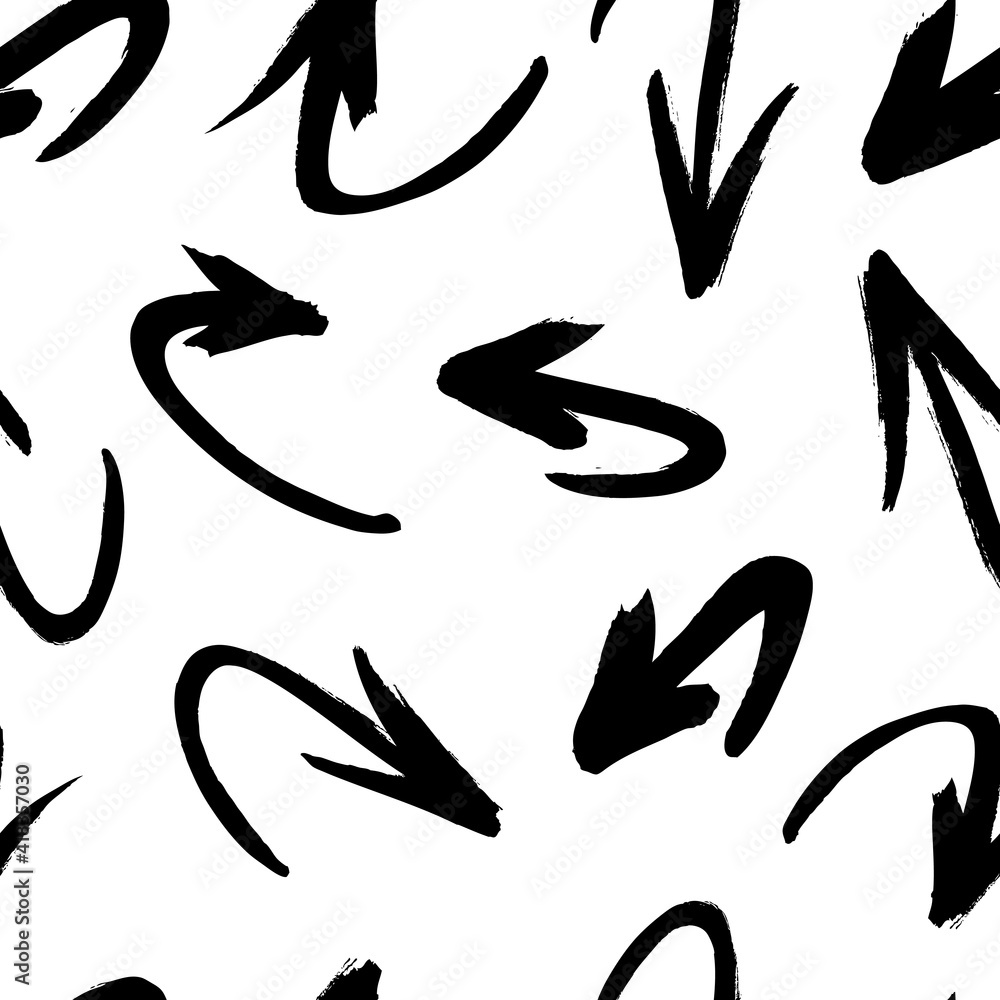 Poster seamless pattern with hand drawn black and white cross. paint objects background for your design. ve