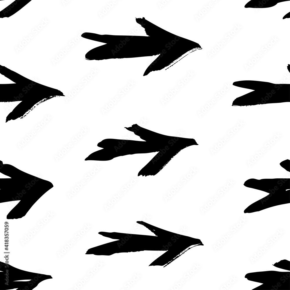 Poster seamless pattern with hand drawn black and white cross. paint objects background for your design. ve