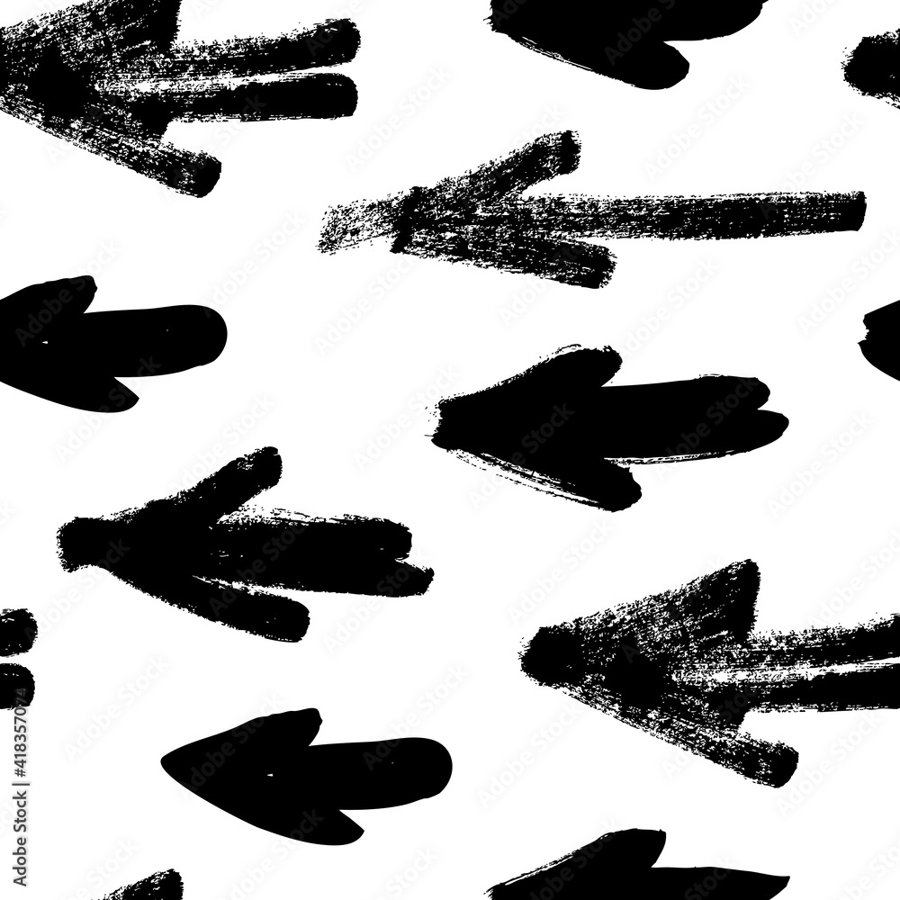 Poster seamless pattern with hand drawn black and white cross. paint objects background for your design. ve