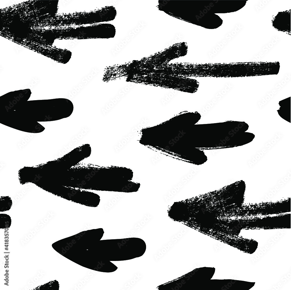 Poster seamless pattern with hand drawn black and white cross. paint objects background for your design. ve