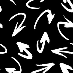 Seamless pattern with hand drawn black and white cross. Paint objects background for your design. Vector art drawing. Brush  grunge illustration