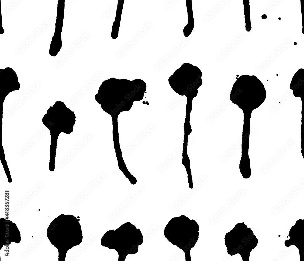 Aufkleber seamless pattern with hand drawn black and white drops. paint objects background for your design. ve