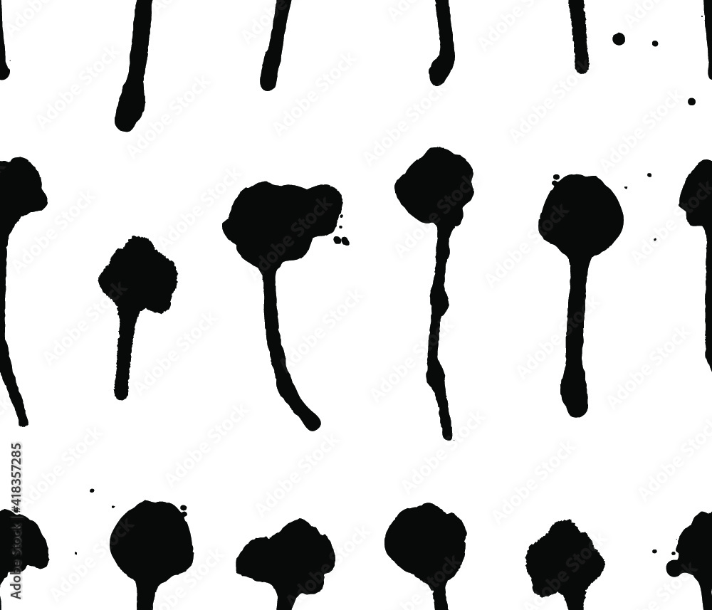 Aufkleber seamless pattern with hand drawn black and white drops. paint objects background for your design. ve