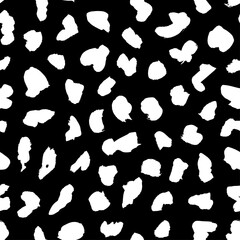 Seamless pattern with hand drawn black and white Drops. Paint objects background for your design. Vector art drawing. Brush  grunge illustration