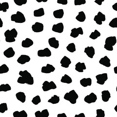 Seamless pattern with hand drawn black and white Drops. Paint objects background for your design. Vector art drawing. Brush  grunge illustration