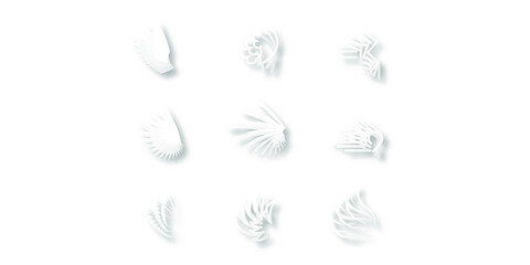 Abstract Set White Collection Wings Paper Cut Vector Design Style