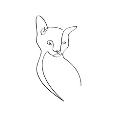 Silhouette of a cat in continuous one line. Freehand drawing, black line sketch, doodle, isolated on white background. Editable vector pet animal illustration for logo or decoration