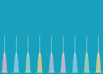 Fototapeta premium row of colorful syringe needles- vector illustration