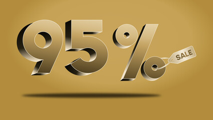 95 Percent off gold 3d, Special Offer 95% Off, Up to 95 Percent Sales, Big deals, Sales, perfect for, flyers, Banners, Ads, stickers, Offer icons etc.