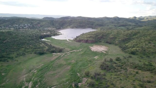 Aerial view of Avis Dam in Windhoek Namibia