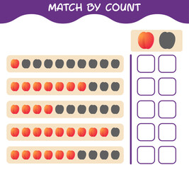 Match by count of cartoon nectarine. Match and count game. Educational game for pre shool years kids and toddlers