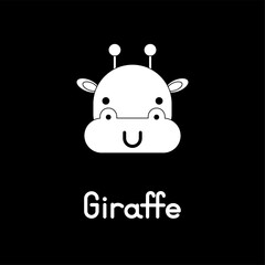 Outlined cute giraffe face. Little giraffe in cartoon style. Vector illustration