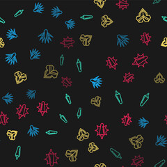 Set line Agave, Hot chili pepper pod, Poncho and on seamless pattern. Vector.