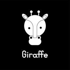 Outlined cute giraffe face. Little giraffe in cartoon style. Vector illustration