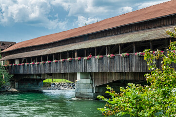 Reussbrücke Sins–Hünenberg, a wooden covered bridge in Kanton Zurich