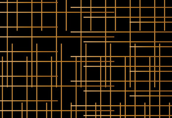 Iregular stripe of abstract pattern. Design random lines gold on black background. Design print for illustration, texture, textile, wallpaper, background. 