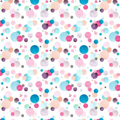 seamless pattern with blue, pink and purple balls