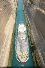 Corinth Cut Canal Corinth Greece Passing through the Isthmus of Corinth and the Peloponnese...