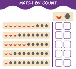 Match by count of cartoon rambutan. Match and count game. Educational game for pre shool years kids and toddlers