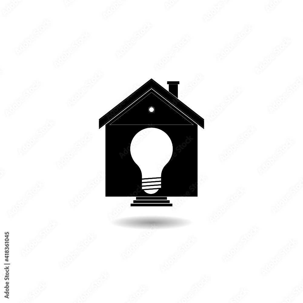 Poster light bulb in building icon with shadow