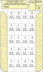 single digit multiplication facts
worksheet math for kids